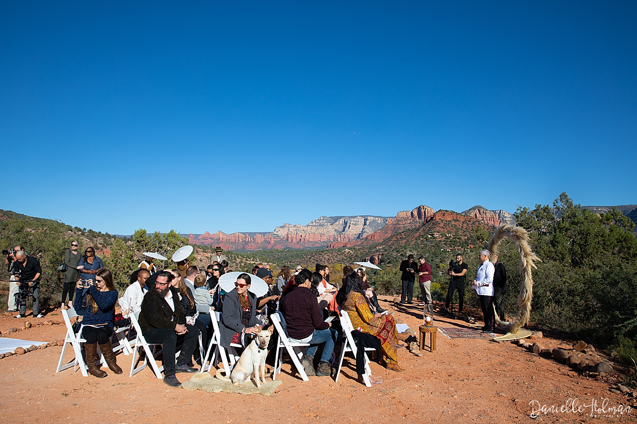 The ceremony guests with Sedona views